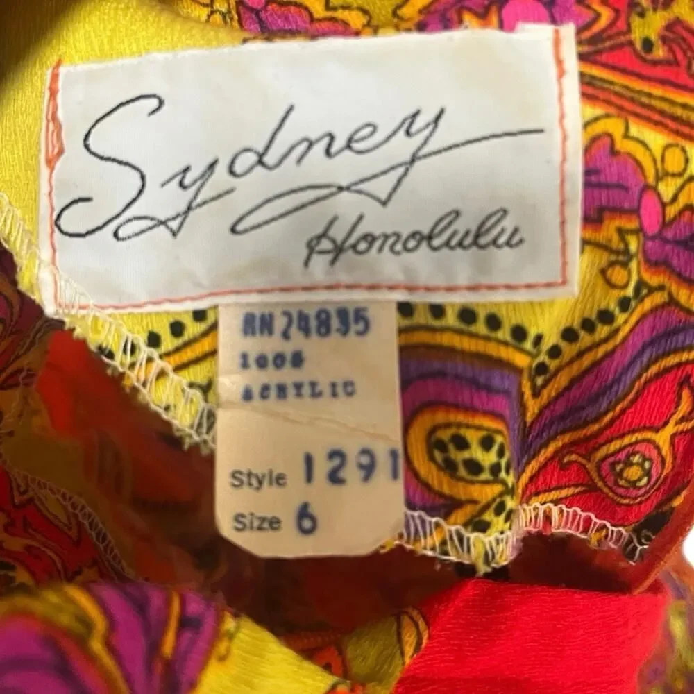 Vintage Sydney Honolulu 60’s Dress Size Small Groovy Retro Colorful - Picture 2 of 4